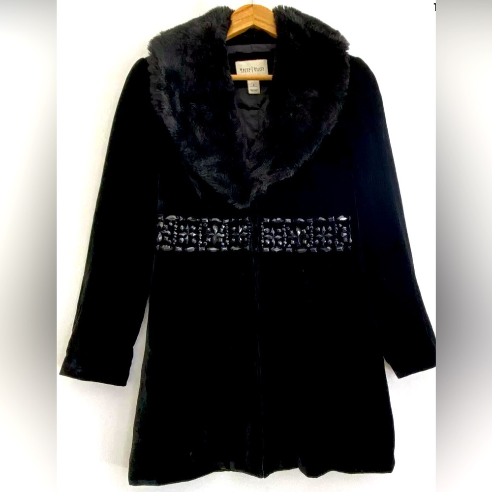 WHITE HOUSE BLACK MARKET | VELVET AND RHINESTONE COAT